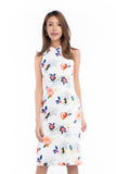 Renne Classic Cheongsam in White Abstract