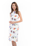 Renne Classic Cheongsam in White Abstract