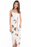 Wendy Tie Detail Abstract dress in Cream Peach