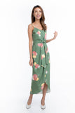 Wendy Tie Detail Abstract dress in Green