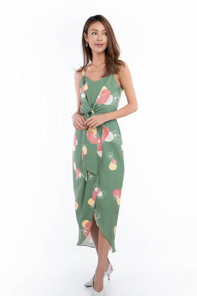 Wendy Tie Detail Abstract dress in Green