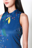 Vera Cheongsam Mermaid Dress in Cobalt