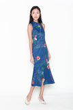 Vera Cheongsam Mermaid Dress in Cobalt