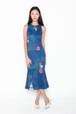 Vera Cheongsam Mermaid Dress in Cobalt