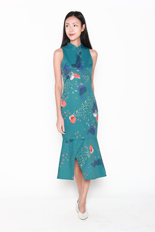Vera Cheongsam Mermaid Dress in Turquoise