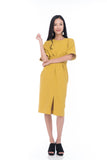 Laini Tie Cross Multiway Wiggle Dress in Mustard