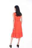 Saige Crop Top Tie Ruffle Multiway Dress in Orange