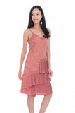 Alexis Crochet Pleated Midi in Salmon