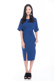 Laini Tie Cross Multiway Wiggle Dress in Blue