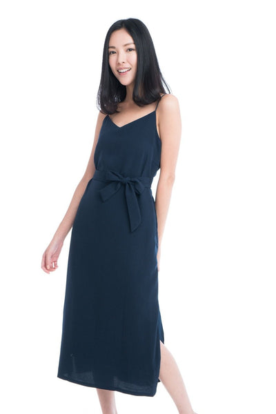 Cara Strappy Midi Slip in Navy