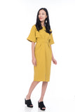 Laini Tie Cross Multiway Wiggle Dress in Mustard