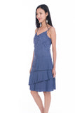 Alexis Crochet Pleated Midi in Purple-blue