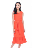 Saige Crop Top Tie Ruffle Multiway Dress in Orange
