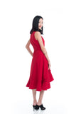 Jules Ruffles Skater Wrap Dress in Red