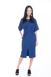 Laini Tie Cross Multiway Wiggle Dress in Blue