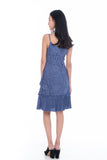 Alexis Crochet Pleated Midi in Purple-blue