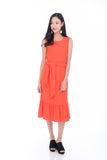 Saige Crop Top Tie Ruffle Multiway Dress in Orange