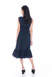 Saige Crop Top Tie Ruffle Multiway Dress in Navy
