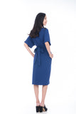 Laini Tie Cross Multiway Wiggle Dress in Blue