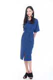 Laini Tie Cross Multiway Wiggle Dress in Blue