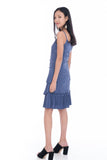 Alexis Crochet Pleated Midi in Purple-blue