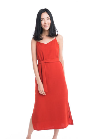Cara Strappy Midi Slip in Orange