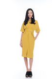 Laini Tie Cross Multiway Wiggle Dress in Mustard
