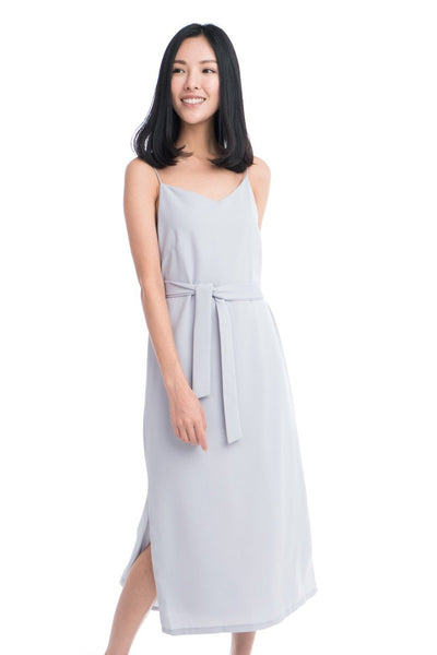 Cara Strappy Midi Slip in Grey