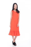 Saige Crop Top Tie Ruffle Multiway Dress in Orange