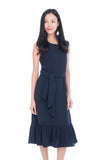 Saige Crop Top Tie Ruffle Multiway Dress in Navy