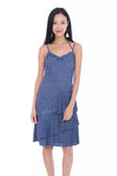Alexis Crochet Pleated Midi in Purple-blue