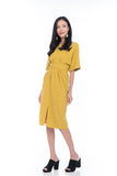 Laini Tie Cross Multiway Wiggle Dress in Mustard