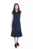 Saige Crop Top Tie Ruffle Multiway Dress in Navy