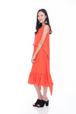 Saige Crop Top Tie Ruffle Multiway Dress in Orange