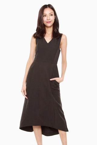 Felicia Assymetric Sheath Dress in Black