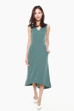 Felicia Assymetric Sheath Dress in Jade