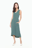 Felicia Assymetric Sheath Dress in Jade