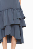 Joanne Sheath Dress with Ruffles Hem in Dark Blue