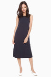 Jenn Shift Dress with Pleated Hem in Navy