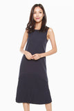 Jenn Shift Dress with Pleated Hem in Navy