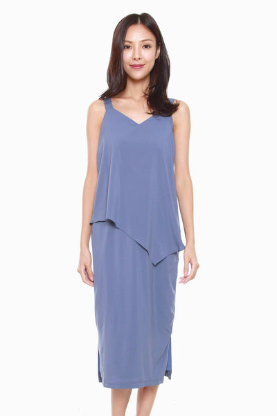 Angeline Ruffle Dress in Sky Blue