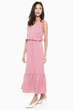 Giselle Ruffles Hem Dress in Rose