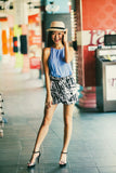 Tammy Abstract Monochrome Skorts - Mint Ooak - Skorts - 2