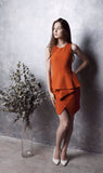 Dianna Centre Fold Peplum Dress in Burnt Orange