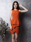 Dianna Centre Fold Peplum Dress in Burnt Orange