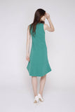 Fiona Dip Hem Colour Block Midi in Green