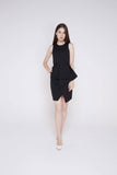 Dianna Centre Fold Peplum Dress in Black
