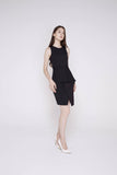 Dianna Centre Fold Peplum Dress in Black