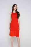 Ria Side Fold Pleated Midi In Red