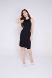 Ria Side Fold Pleated Midi In Black